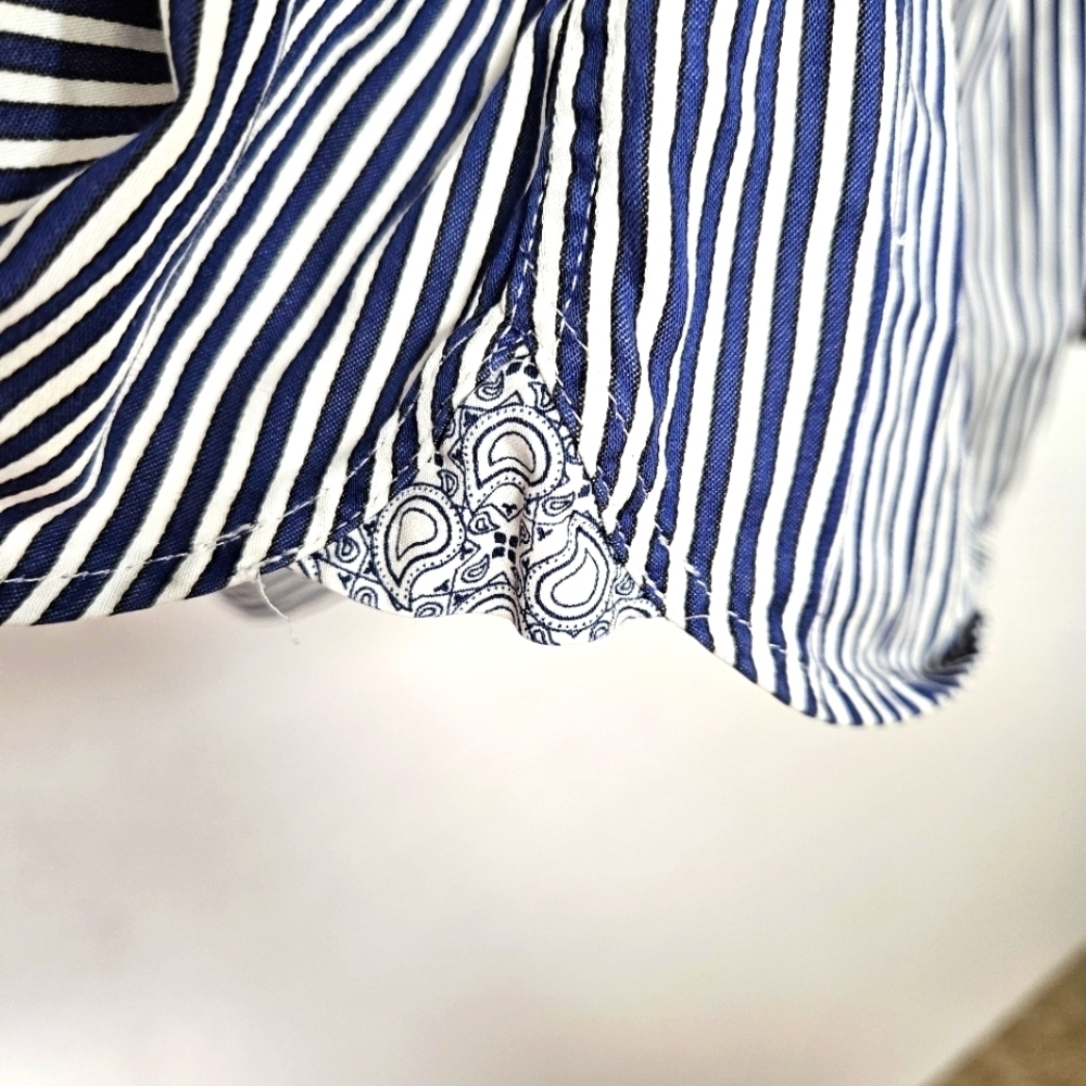 Ted Baker London Archive Men’s Blue White Striped Button Up Shirt 16 French Cuff - Picture 8 of 13